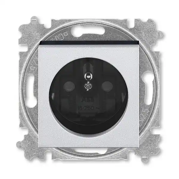 ABB 6619H-A06357 70, LEVIT Zásuvka jednonásobná s ochranným kolíkem, s clonkami, titanová / kouřová černá Finální Výprodej