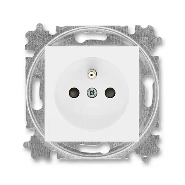 ABB 6619H-A06397 03, LEVIT Zásuvka jednonásobná s ochranným kolíkem, s clonkami, s víčkem, bílá / bílá Koupit Online