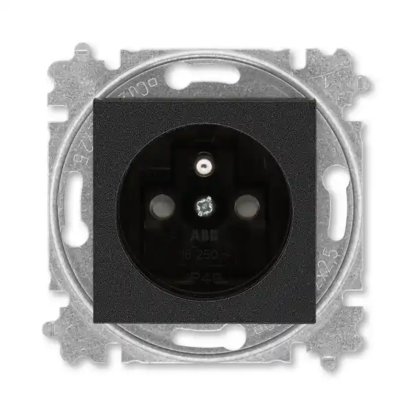 ABB 6619H-A06557 63, LEVIT Zásuvka jednonásobná 55×55, s ochranným kolíkem, s clonkami, onyx Výhodná Nabídka