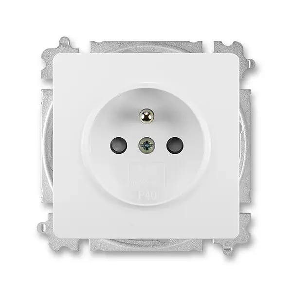 ABB 6619G-A06357 B1, SWING Zásuvka jednonásobná s ochranným kolíkem, s cl.; jasně bílá Doprava Zdarma