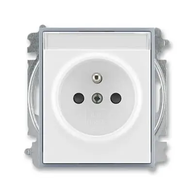 Akční Nabídka ABB 6619E-A06352 04, ELEMENT Zásuvka jednonásobná s ochranným kolíkem, s cl., s pop.pol.; bílá / ledová šedá