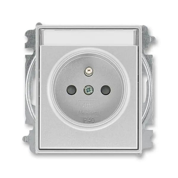ABB 6619E-A06352 08, TIME Zásuvka jednonásobná s ochranným kolíkem, s cl., s pop.pol.; titanová Akce