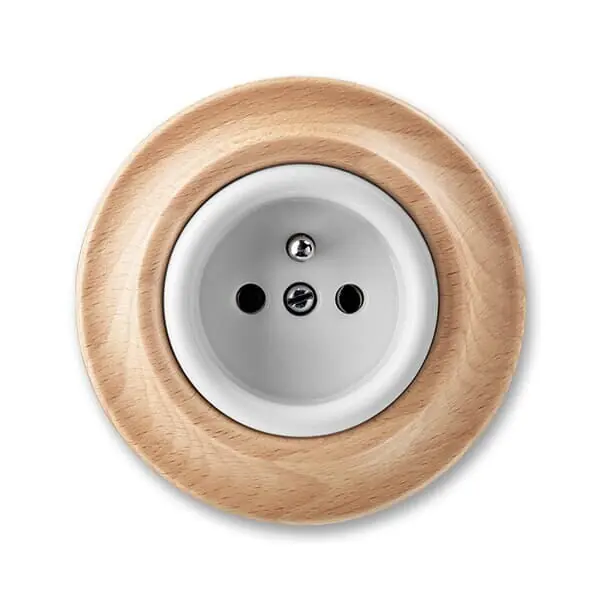 Nejlepší Volba ABB 6619K-C06357 50, DECENTO Zásuvka jednonásobná s ochranným kolíkem, s cl.; bílá / přírodní buk