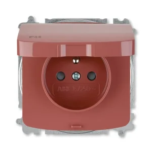 Víkendová Akce ABB 6619A-A06997 R2, TANGO Zásuvka jednonásobná s ochranným kolíkem, s cl., s víčkem IP44; vřesová červená