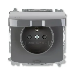 ABB 6619A-A06997 S2, TANGO Zásuvka jednonásobná s ochranným kolíkem, s cl., s víčkem IP44; kouřová šedá Levný