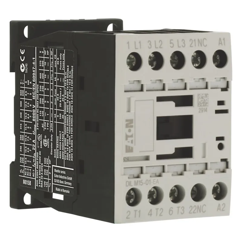 EATON 189908 DILM15-01-EA(24VDC) Výkonový stykač 15A/7,5kW AC-3, 22A AC-1, 3pól + 1VYP, Uc=24V DC Exkluzivní