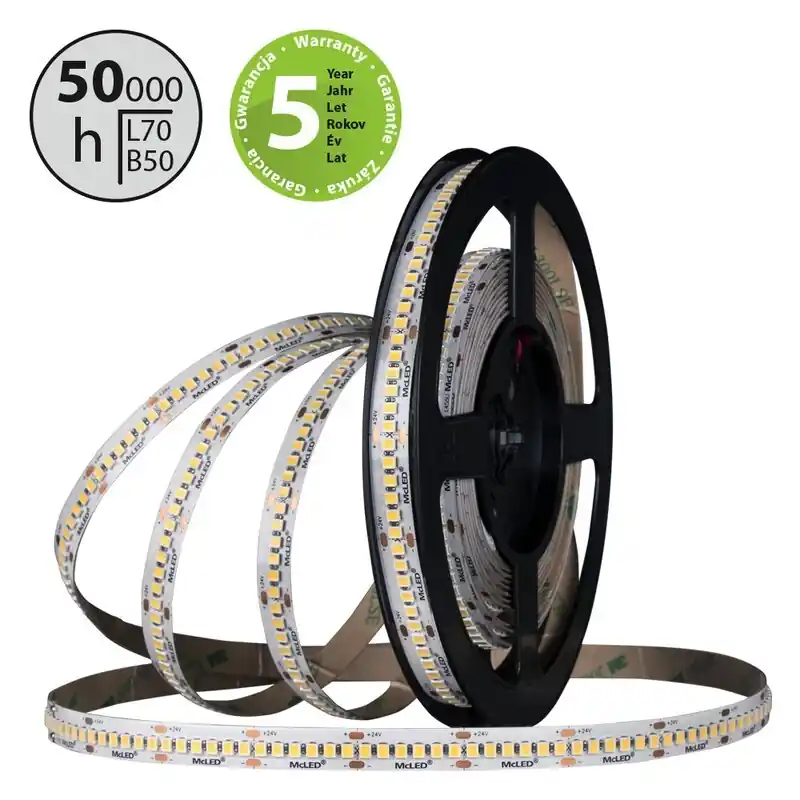 Prémiový McLED ML-126.026.90.0 LED pásek SMD2835 EWW, 240LED/m, 14,4W/m, DC 24V, 1040lm/m, CRI97, IP20, 10mm, 5m