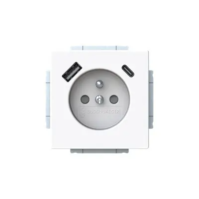 Novinka ABB 2CKA002017A1916 FUTURE Zásuvka 1násobná s kolíkem, s clonkami, s nabíjením USB-A, USB-C; studio bílá; 20 MUCB2USB-A-84-500