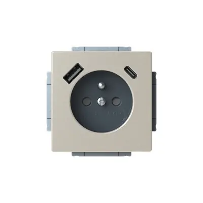 ABB 2CKA002017A1920 FUTURE Zásuvka 1násobná s kolíkem, s clonkami, s nabíjením USB-A, USB-C; ušlechtilá ocel; 20 MUCB2USB-A-866-500 Vysoce Kvalitní