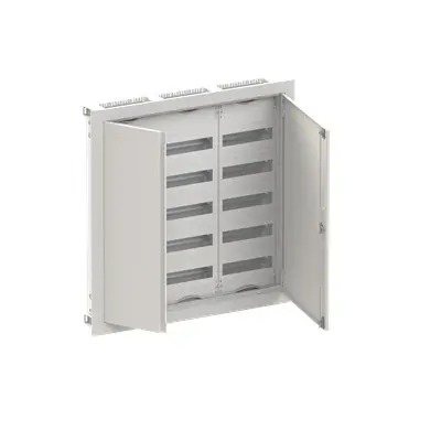 Aktuální ABB ELSYNN CU35V Zapuštěná oceloplechová rozvodnice s dvířky 5 řadá (180 modulů) IP30/IK09 bílá *2CPX052619R9999