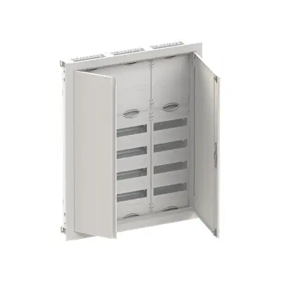 Pouze Dnes ABB ELSYNN CU36K Zapuštěná oceloplechová rozvodnice s dvířky 6 řadá (144 modulů) 2 řady svorky 4 řady přístroje IP30/IK09 bílá *2CPX052627R9999