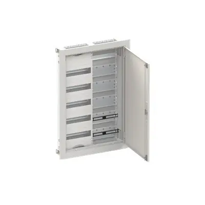 ABB ELSYNN CU25VM Zapuštěná oceloplechová multimediální rozvodnice s dvířky 5 řadá (60 modulů) 1 přístroje 1 multimédia IP30/IK09 bílá *2CPX052665R9999 Zlevněný