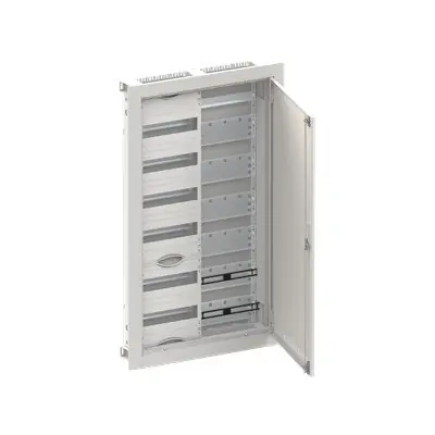 ABB ELSYNN CU26VML Zapuštěná oceloplechová multimediální rozvodnice s dvířky 6 řadá (72 modulů) 1 přístroje 1 multimédia IP30/IK09 bílá *2CPX052673R9999 Značkový