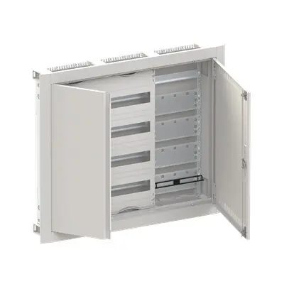 ABB ELSYNN CU34VML Zapuštěná oceloplechová multimediální rozvodnice s dvířky 4 řadá (96 modulů) 2 přístroje 1 multimédia IP30/IK09 bílá *2CPX052675R9999 Originální