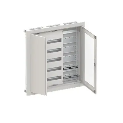 Doprava Zdarma ABB ELSYNN CU35VMW Zapuštěná oceloplechová multimediální rozvodnice s dvířky 5 řadá (120 modulů) 2 přístroje 1 multimédia IP30/IK09 bílá *2CPX052683R9999