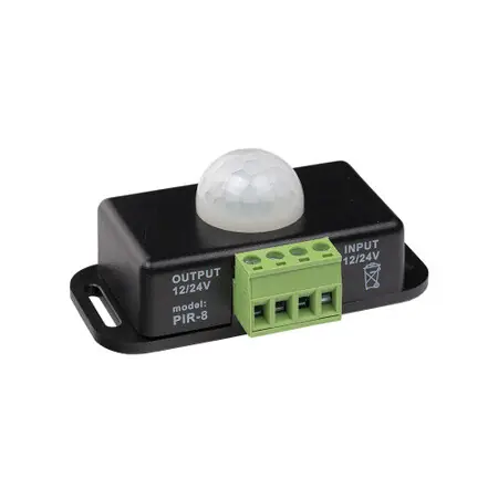 Časově Omezené McLED ML-113.010.56.0 Pohybový PIR senzor pro ovládání LED pásek, DC 12-24V, max. 6A, IP20, černý
