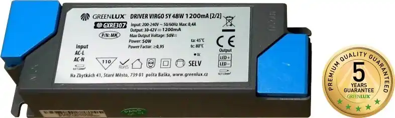 Výprodej GREENLUX GXRE307 Driver Virgo 5Y 48W 30-42V DC 1200mA