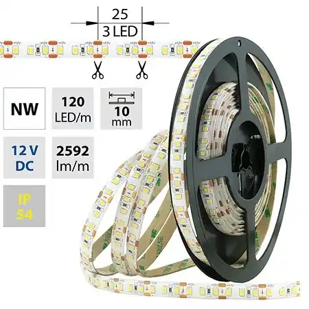 McLED ML-121.713.60.0 LED pásek SMD2835 NW 120LED/m 28,8W/m 2592lm/m IP54 12VDC 10mm 5m Doprava Zdarma