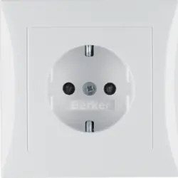 Levný BERKER 47228989 Zásuvka, SCHUKO, 16 A, 250 V ~ s rámečkem se zvýšenou ochranou kontaktů IEC 60884-1, bezšroub. svorky, komplet, Berker S.1, bílá, lesk