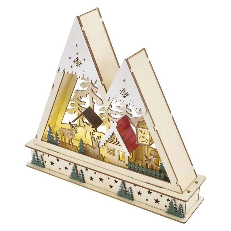 Kup Teď EMOS DCWW39 8LED dřevěný domeček 2AA WW 23,5cm, vnitřní, teplá bílá, časovač