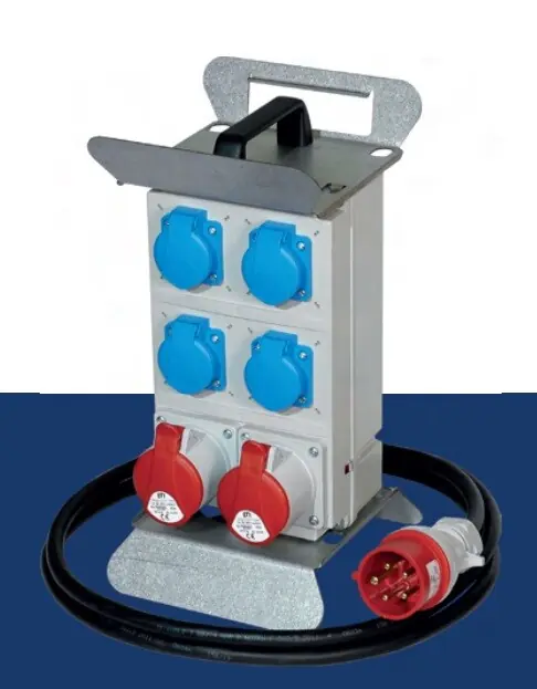 Ověřený ETI 004483471 EDS12SD RCD 4/2 16/32/P B+C Zásuvková kombinace přenosná 4x zásuvka 230V/AC + 1x16A 5p+1x32A 5p 390x200x220mm