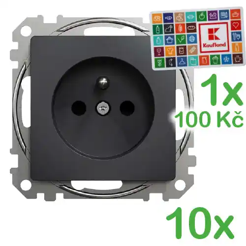 SCHNEIDER Výhodné balení SDD114012 SEDNA Zásuvka 230V 16A clonky bezšroubová, Antracit (bal=10ks) Super Cena