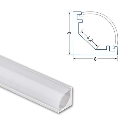 McLED ML-761.002.74.2 Rohový hliníkový profil RB, 8x8mm, včetně mléčného difuzoru, 2m Akční Cena