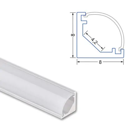 McLED ML-761.002.74.1 Rohový hliníkový profil RB, 8x8mm, včetně mléčného difuzoru, 1m Originální