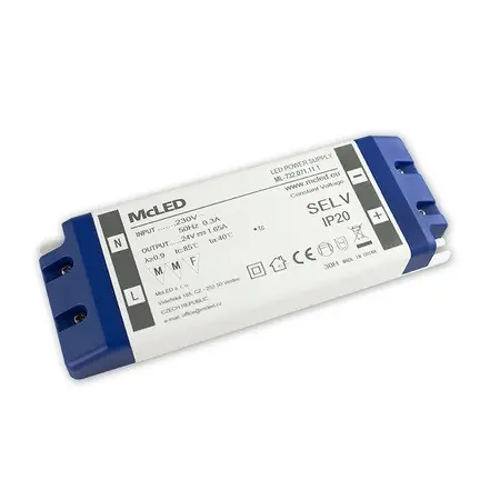 McLED ML-732.071.11.1 Napájecí zdroj 40W, DC24V/1,65A, IP20, plastové provedení se svorkovnicí Jen Po Omezenou Doba