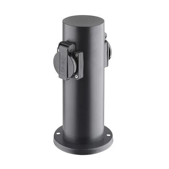 Nejlepší Volba SOLIGHT PG10B zahradní sloupek IP44, nerez ocel, 2 zásuvky, válec, černý