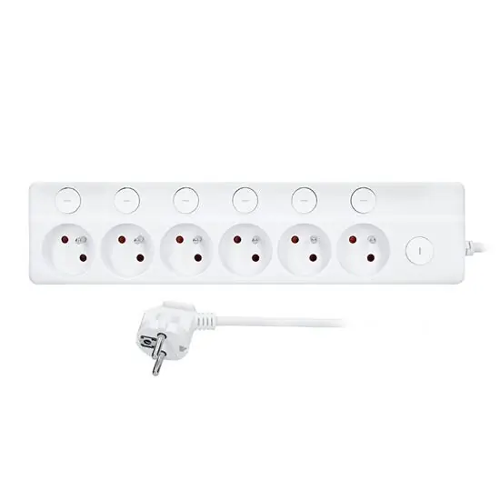 Cenově Výhodný SOLIGHT PP161 6z prodlužovací přívod, 3m, 3 x 1mm2, bílý, 6+1 vypínač