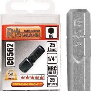 Bezpečná Platba RICHMANN PC6562 Bit IMBUS 1/4" 6x25 mm (bal=25ks)