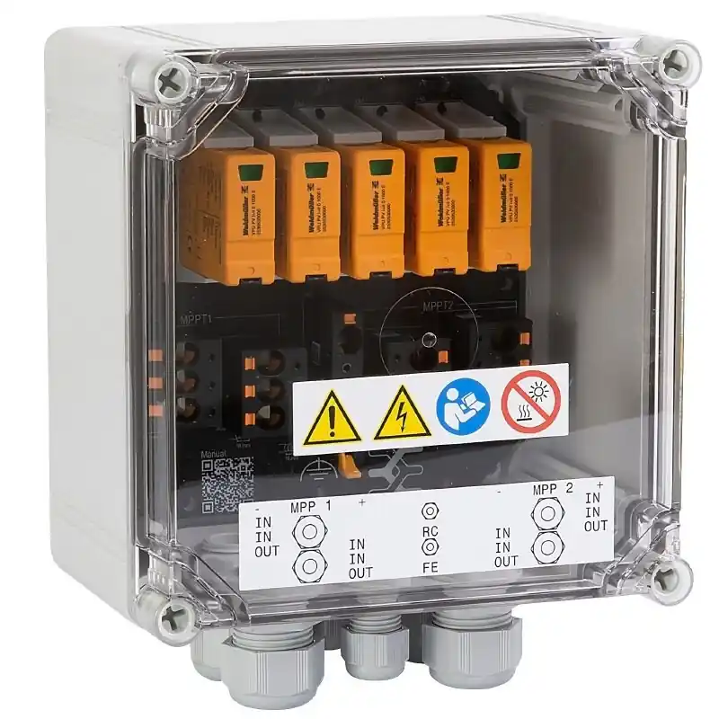 Ruční Výroba WEIDMÜLLER 2866330000 PVN DC 2I 1O 2MPP SPD2R CG 11 Propojovací skříň pro fotovoltaické aplikace IP65