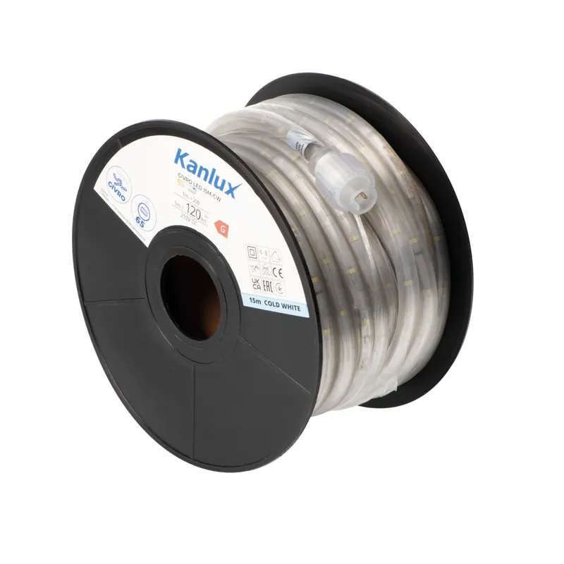 Nejlepší Volba KANLUX 38578 GIVRO LED 15M-CW Světelný had LED 1m = 120lm 1m=2W 210V/DC UV stabilní IP65 studená bílá (bal=15m)