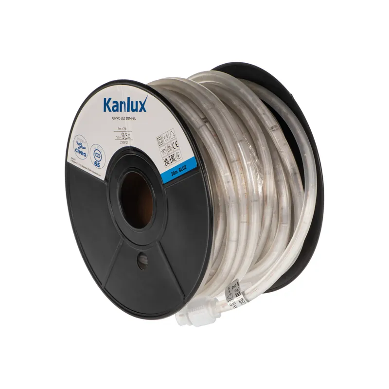 Oblíbený KANLUX 38588 GIVRO LED 30M-BL Světelný had LED 1m = 9,5lm 1m=2W 210V/DC UV stabilní IP65 modrá (bal=30m)