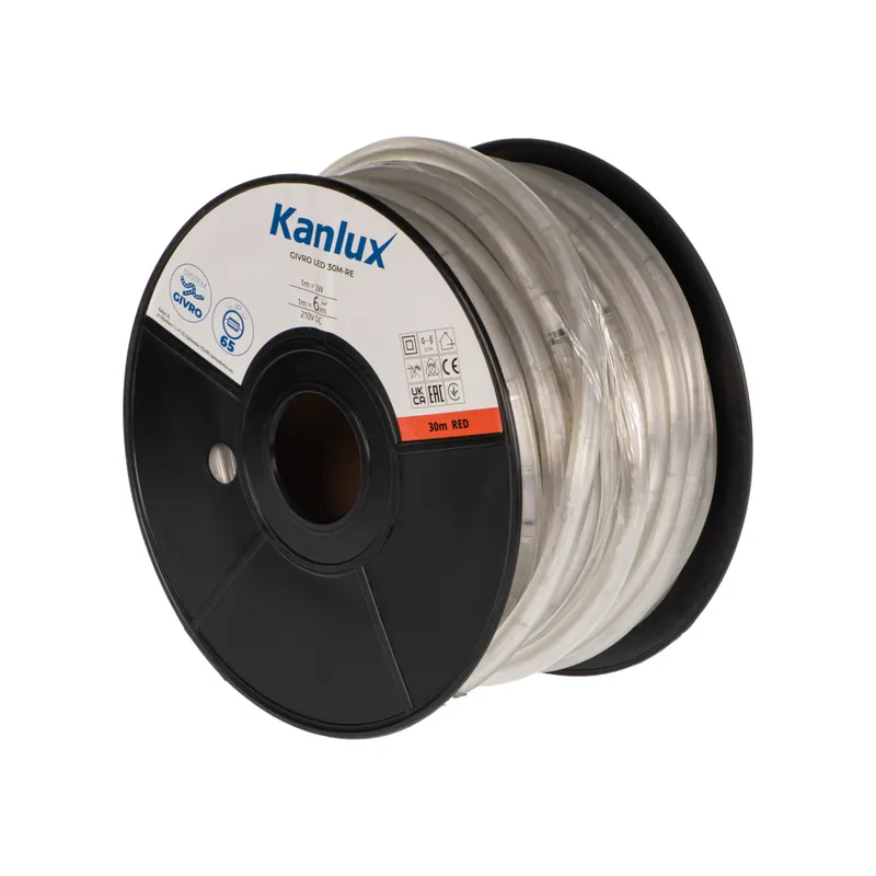 Zlevněný KANLUX 38582 GIVRO LED 30M-RE Světelný had LED 1m = 6lm 1m=2W 210V/DC UV stabilní IP65 červená (bal=30m)