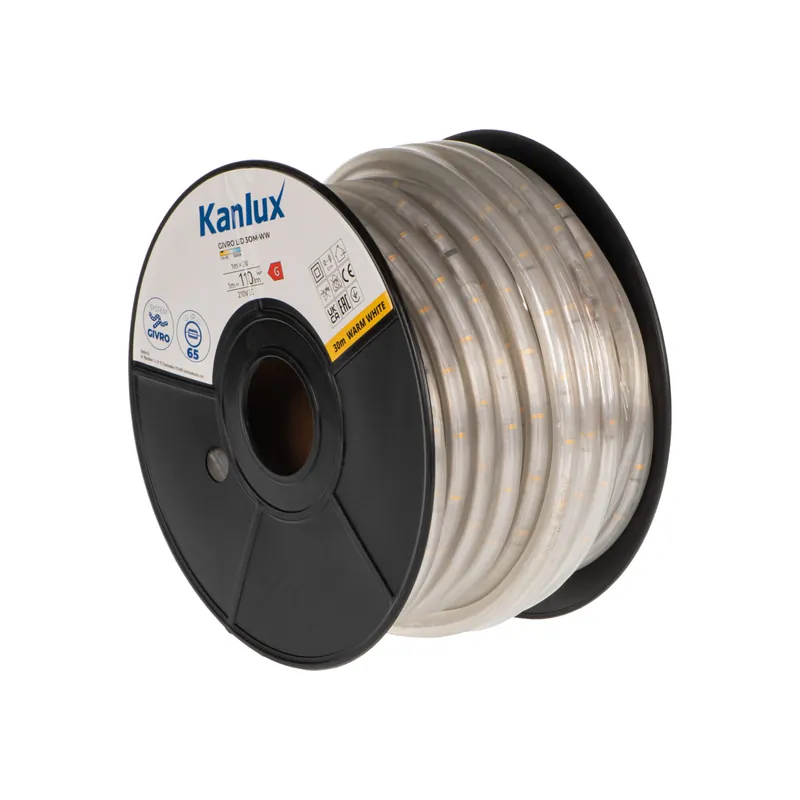 KANLUX 38573 GIVRO LED 30M-WW Světelný had LED 1m = 110lm 1m=2W 210V/DC UV stabilní IP65 teplá bílá (bal=30m) Speciální Cena
