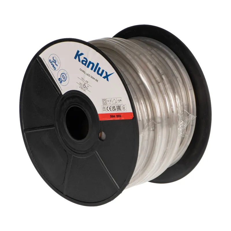 Omezená Nabídka KANLUX 38583 GIVRO LED 50M-RE Světelný had LED 1m = 6lm 1m=2W 210V/DC UV stabilní IP65 červená (bal=50m)