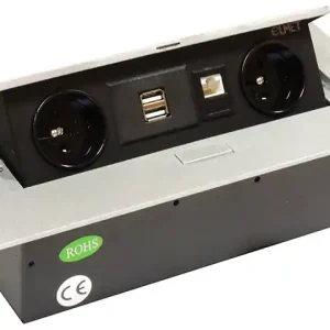Cenově Výhodný ELMET E17007 Vestavné zásuvkové pole 2x230V, 2xUSB, RJ45 Elox