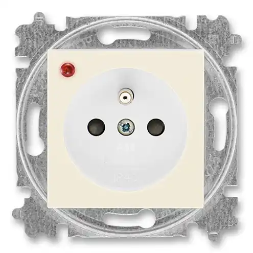 ABB 6699H-A06357 17, LEVIT Zásuvka s přepěťovou ochranou, s clonkami, s optickou signalizací poruchy (typ 6619); slonová kost / bílá Nejlepší Cena