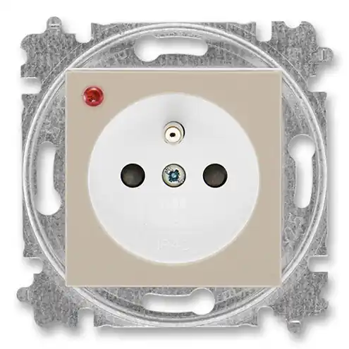 Must-Have ABB 6699H-A06357 18, LEVIT Zásuvka s přepěťovou ochranou, s clonkami, s optickou signalizací poruchy (typ 6619); macchiato / bílá