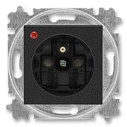 ABB 6699H-A06357 63, LEVIT Zásuvka s přepěťovou ochranou, s clonkami, s optickou signalizací poruchy (typ 6619); onyx / kouřová černá Záruka V Ceně