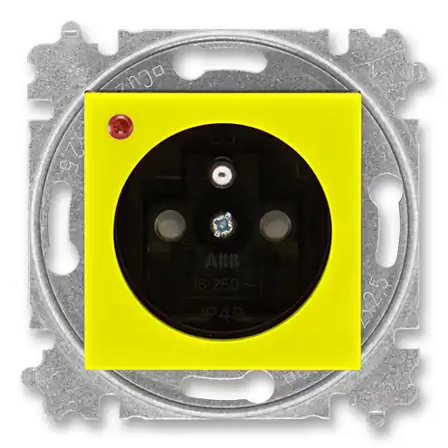 Poslední Šance ABB 6699H-A06357 64, LEVIT Zásuvka s přepěťovou ochranou, s clonkami, s optickou signalizací poruchy (typ 6619); žlutá / kouřová černá