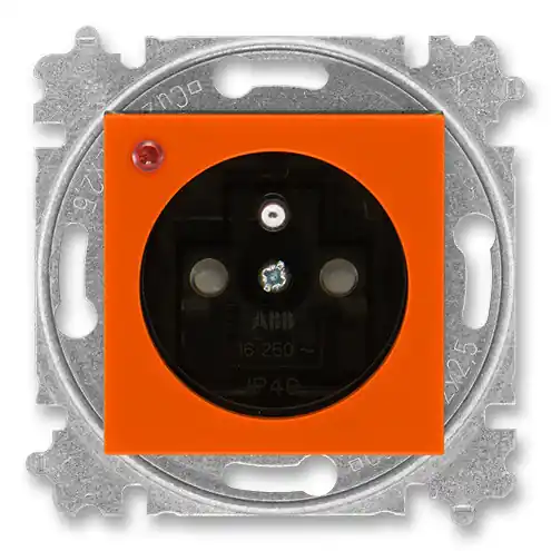 ABB 6699H-A06357 66, LEVIT Zásuvka s přepěťovou ochranou, s clonkami, s optickou signalizací poruchy (typ 6619); oranžová / kouřová černá Speciální Cena