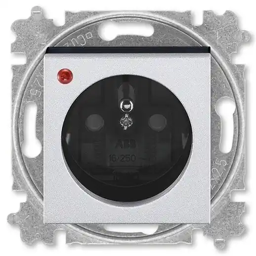 ABB 6699H-A06357 70, LEVIT Zásuvka s přepěťovou ochranou, s clonkami, s optickou signalizací poruchy (typ 6619); titanová / kouřová černá Autentický