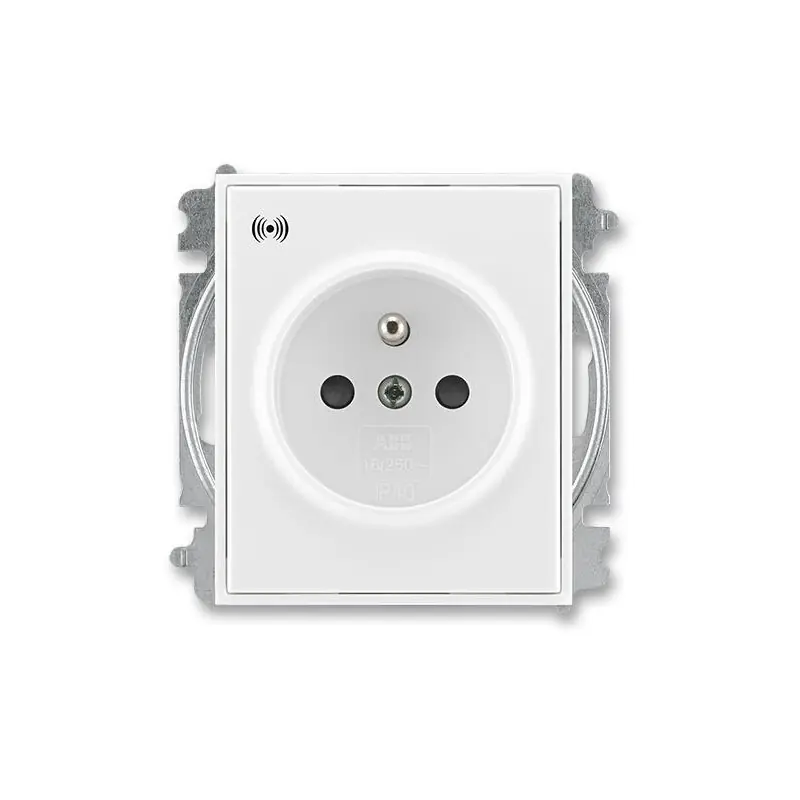 ABB 6689E-A06357 03, ELEMENT Zásuvka s přepěťovou ochranou, s clonkami, s akustickou signalizací poruchy (typ 6619); bílá / bílá Sezónní Sleva