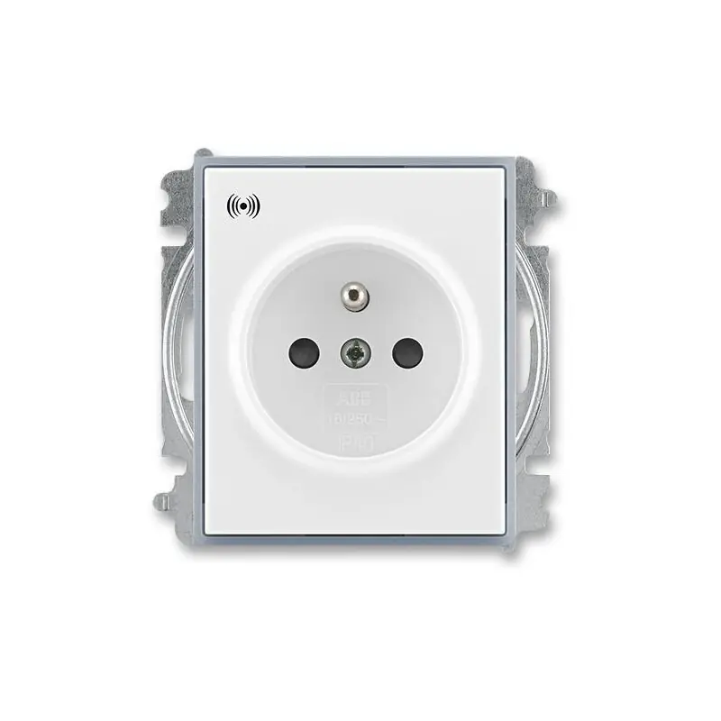 ABB 6689E-A06357 04, ELEMENT Zásuvka s přepěťovou ochranou, s clonkami, s akustickou signalizací poruchy (typ 6619); bílá / ledová šedá Nejlepší Cena
