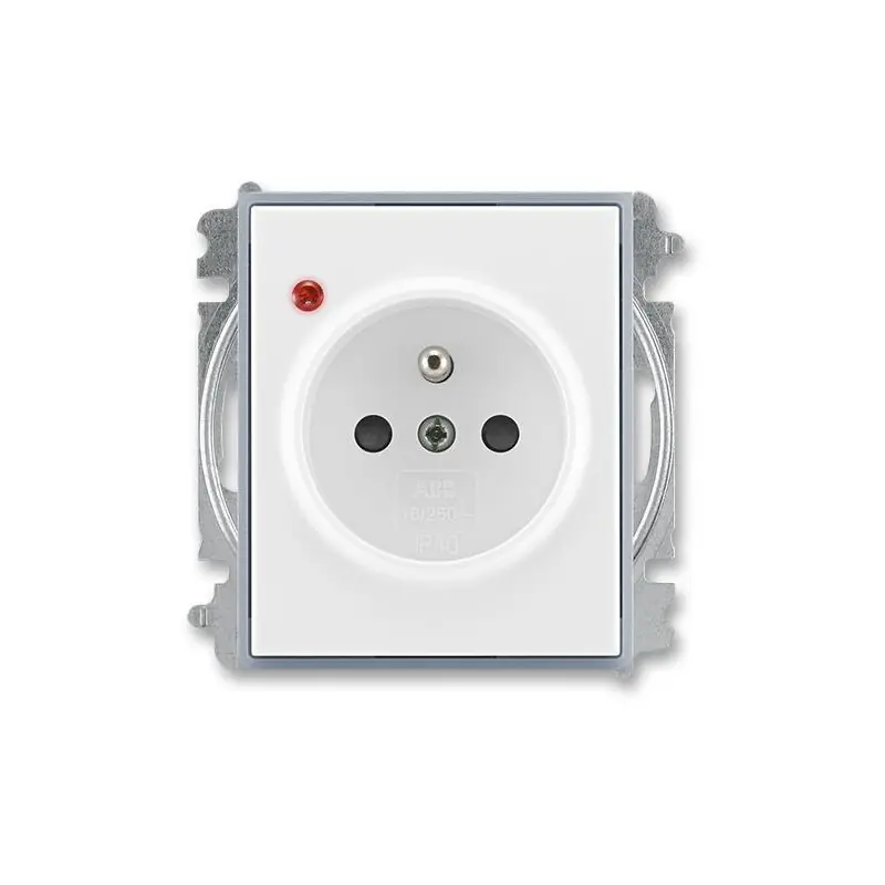 ABB 6699E-A06357 04, ELEMENT Zásuvka s přepěťovou ochranou, s clonkami, s optickou signalizací poruchy (typ 6619); bílá / ledová šedá Omezená Nabídka