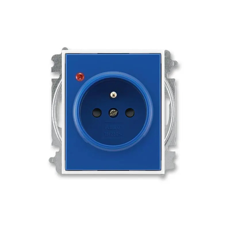 Cenová Bomba ABB 6699E-A06357 14, ELEMENT Zásuvka s přepěťovou ochranou, s clonkami, s optickou signalizací poruchy (typ 6619); modrá / bílá