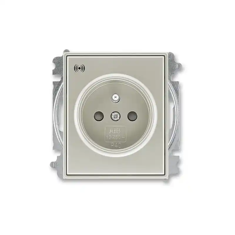 ABB 6689E-A06357 32, TIME Zásuvka s přepěťovou ochranou, s clonkami, s akustickou signalizací poruchy (typ 6619); starostříbrná Nejprodávanější